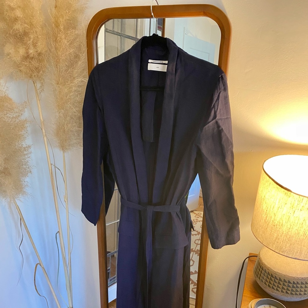 Navy Linen Pomandere Coat / Robe